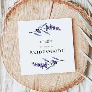 Elegant floral lavender Bridesmaid proposal card