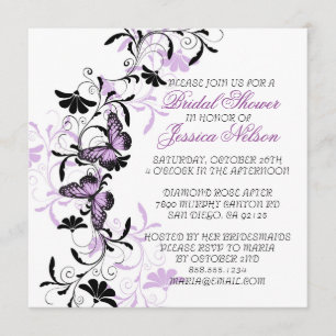 Elegant Floral Lavender Butterfly Bridal Shower Invitation