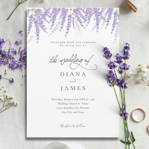 Elegant Floral Lavender Calligraphy Wedding Invitation