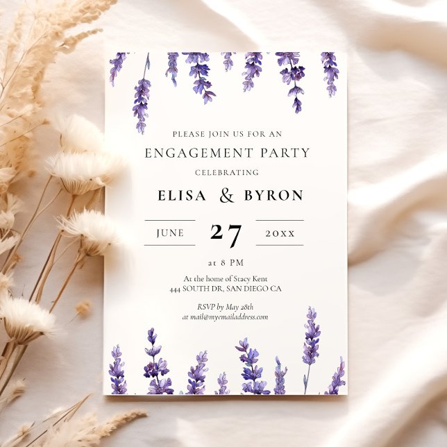 Elegant floral lavender engagement party invitation (Creator Uploaded)