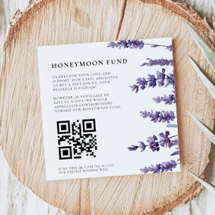 Elegant Floral Lavender Honeymoon Fund QR Code Enclosure Card