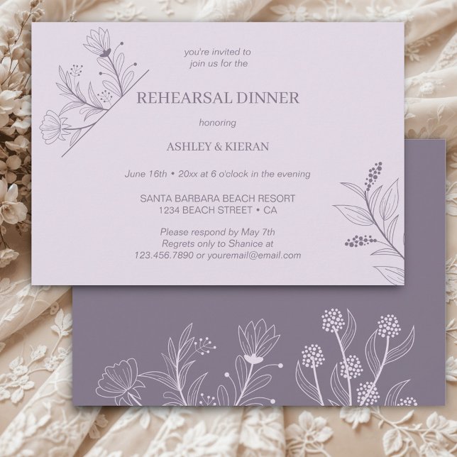 Elegant Floral Lavender Rehearsal Dinner Invitation (Creator Uploaded)