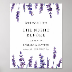 Elegant floral lavender The night before welcome Poster