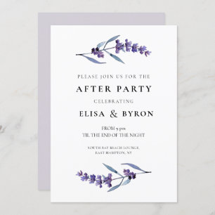 Elegant floral lavender wedding after party invitation