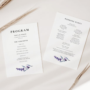 Elegant Floral Lavender Wedding double sided Program