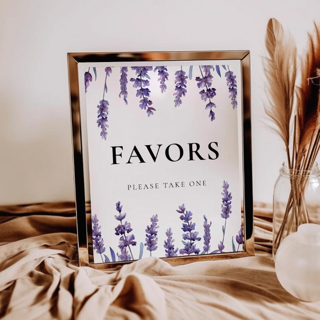 Elegant Floral Lavender Wedding Favours sign (Creator Uploaded)