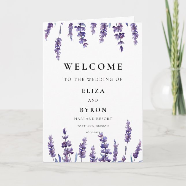 Elegant floral lavender wedding folded Program (Front)