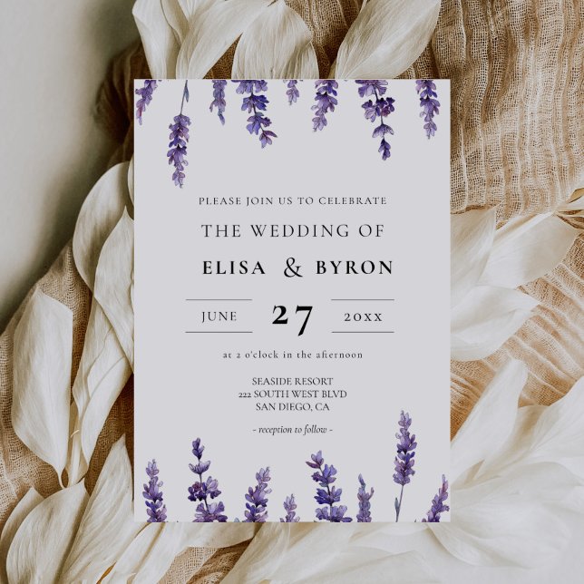 Elegant floral lavender wedding invitation (Creator Uploaded)