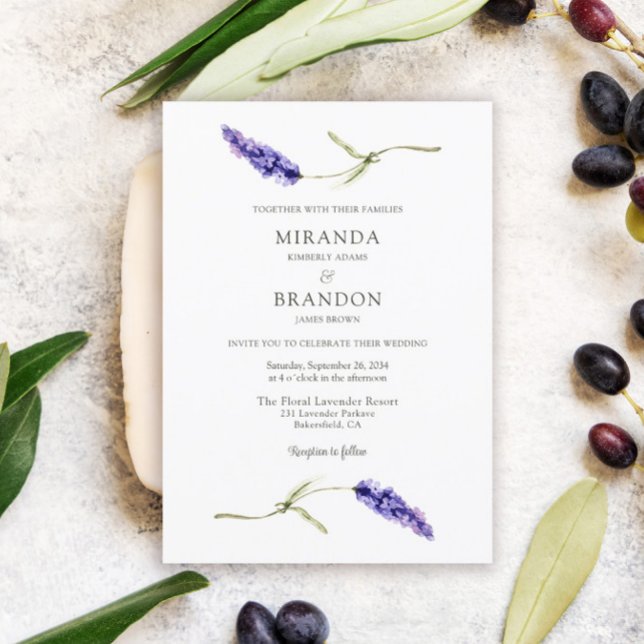 Elegant Floral Lavender Wedding Invitation (Creator Uploaded)
