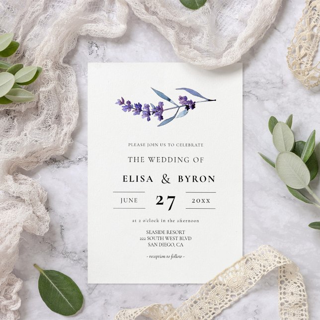 Elegant floral lavender wedding invitation (Creator Uploaded)