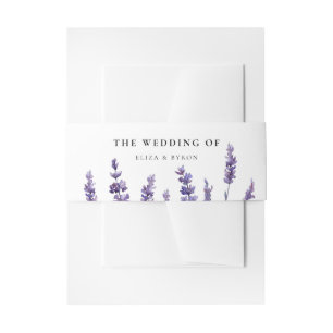 Elegant floral lavender wedding invitation belly band