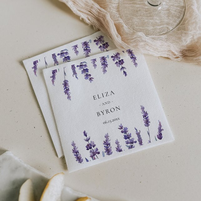 Elegant floral lavender wedding paper napkin (Creator Uploaded)