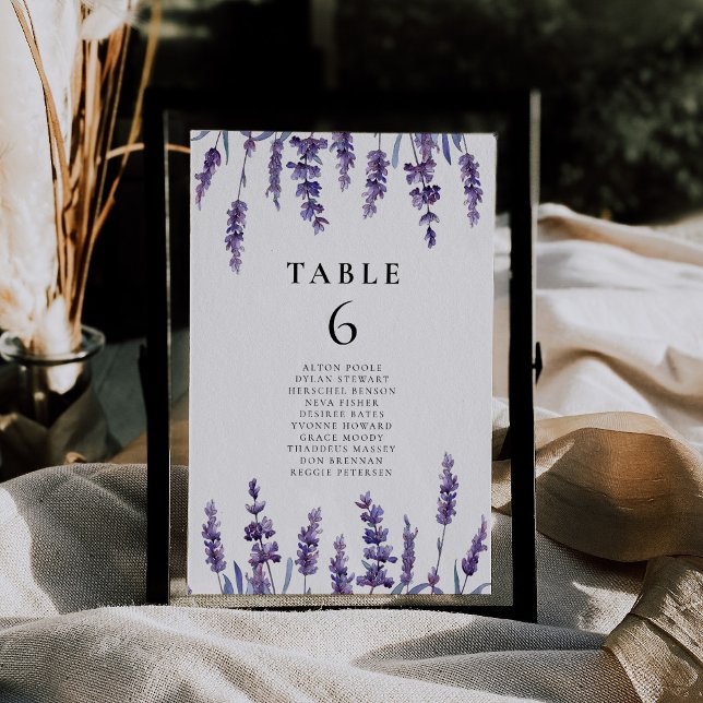 Elegant floral lavender wedding seating chart card (Creator Uploaded)