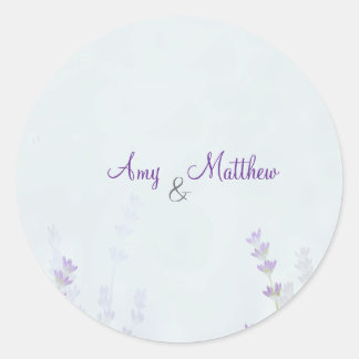 Elegant Floral Lavender Wedding Sticker