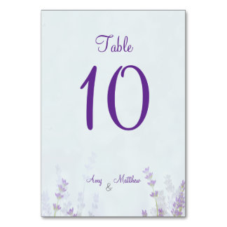 Elegant Floral Lavender Wedding Table Number