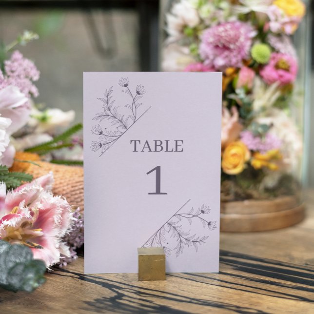 Elegant Floral Lavender Wedding Table Number (Creator Uploaded)