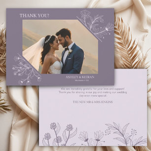Elegant Floral Lavender Wedding  Thank You Card