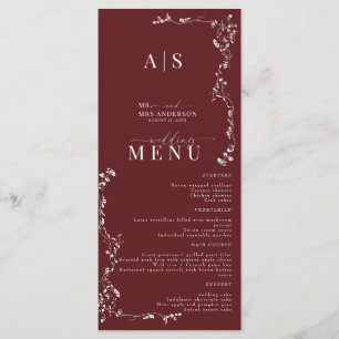 Elegant Floral Leaf Classic Wedding  Menu
