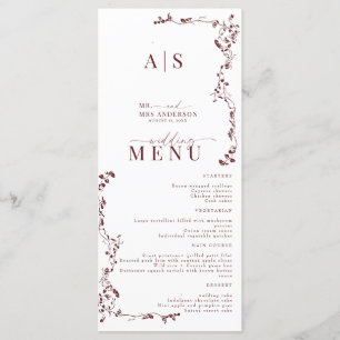 Elegant Floral Leaf Classic Wedding  Menu