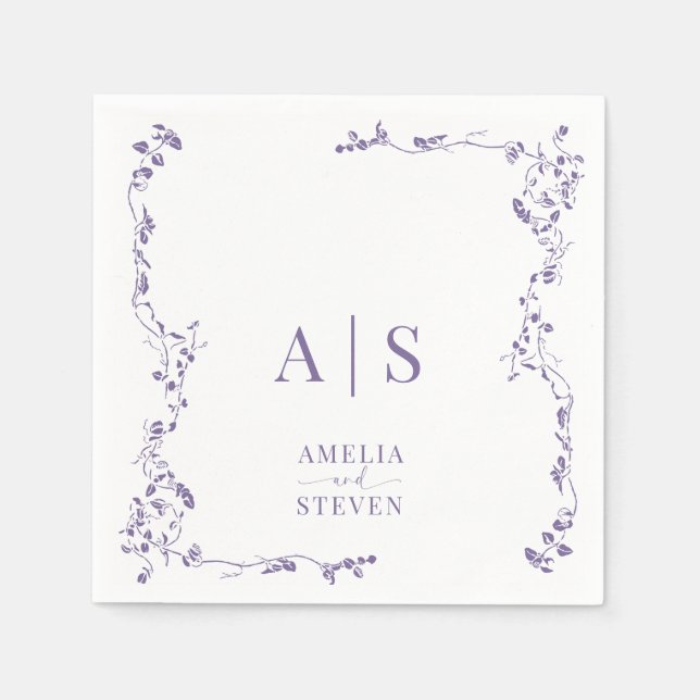 Elegant Floral Leaf Classic Wedding  Napkin (Front)