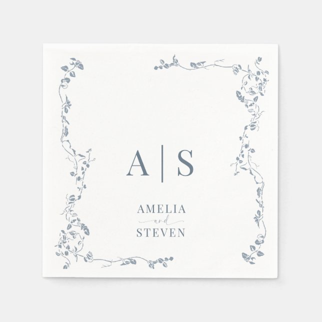 Elegant Floral Leaf Classic Wedding  Napkin (Front)