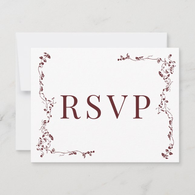 Elegant Floral Leaf Classic Wedding RSVP Card (Front)
