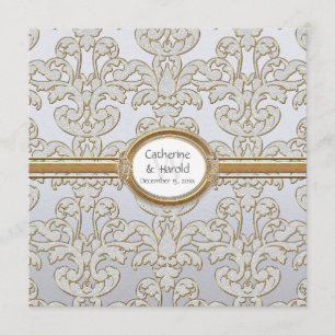 Elegant Floral Leaf Damask Baroque Gold Swirl Card
