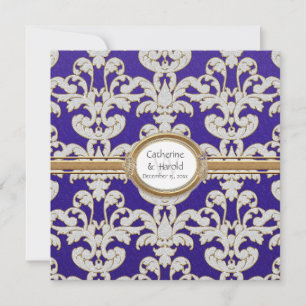 Elegant Floral Leaf Damask Baroque Gold Swirl Card