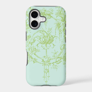 Elegant Floral, Leaf Green and Aqua