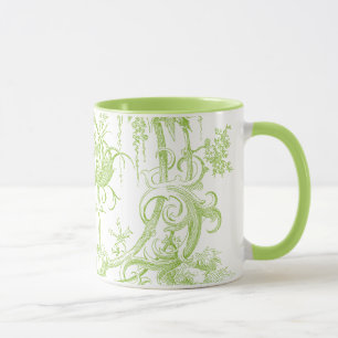 Elegant Floral, Leaf Green and Aqua Mug