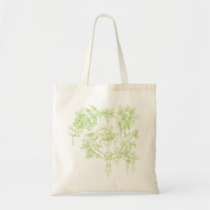 Elegant Floral, Leaf Green and Aqua Tote Bag