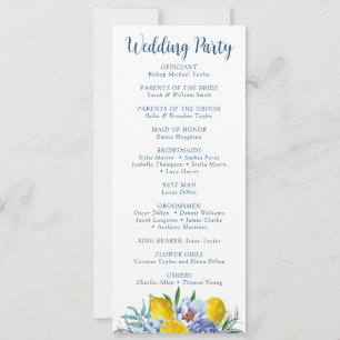 Elegant Floral Lemon Wedding Program