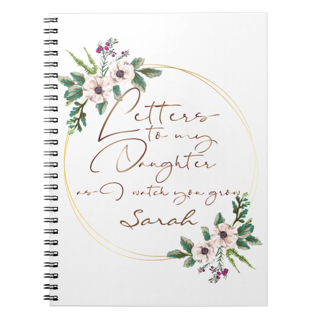 Elegant Floral Letters chic design Notebook (Front)