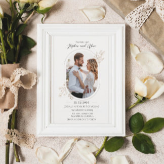 Elegant Floral Light Beige Wedding Invitation