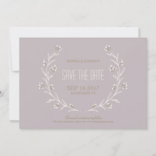 Elegant floral lilac rustic wedding save the date