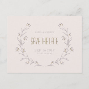 Elegant floral lilac rustic wedding save the date announcement postcard
