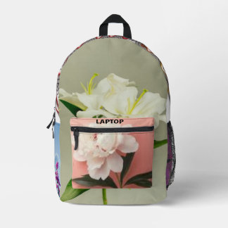 Elegant Floral Lily Print Laptop Backpack