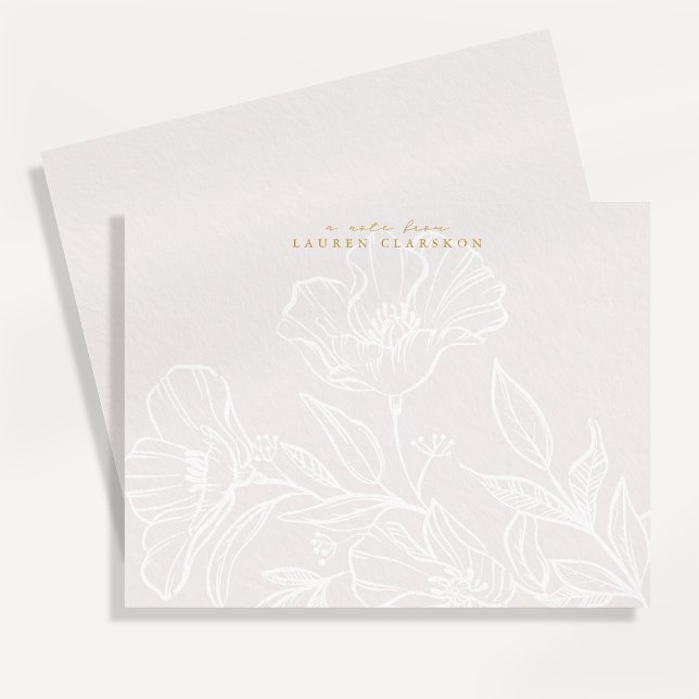Elegant Floral Line Art Personalized Note Card (Creator Uploaded)
