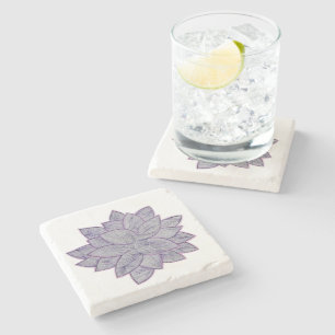 Elegant Floral Line Art Stone Coaster