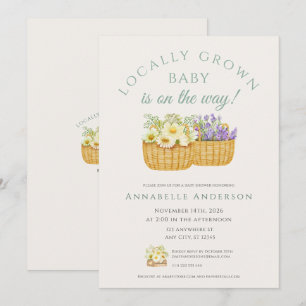 Elegant Floral Locally Grown Neutral Baby Shower Invitation