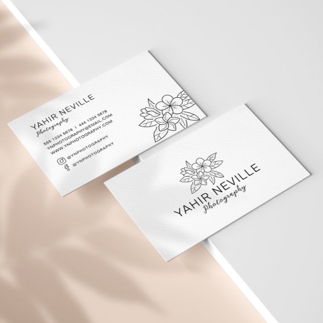 Elegant Floral Logo Black & White Business Card (Creator Uploaded)