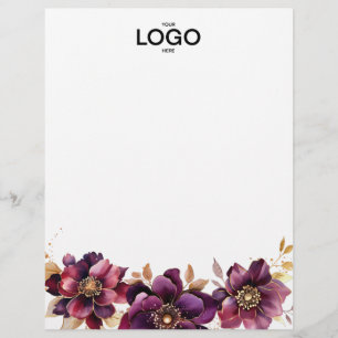 Elegant Floral Logo Custom Letterhead