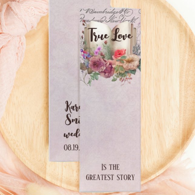 Elegant Floral Love Story Wedding Favour Bookmark Mini Business Card (Creator Uploaded)