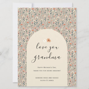 Elegant Floral Love You Grandma Birthday Day Card