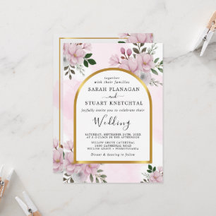 Elegant Floral Magnolia Arch Wedding Invitation