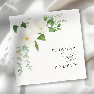 Elegant Floral Magnolia Wedding  Napkin