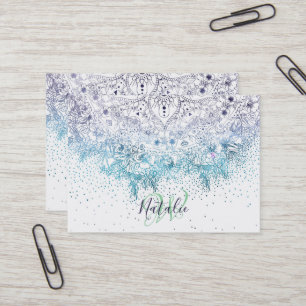 Elegant floral mandala and confetti image business card