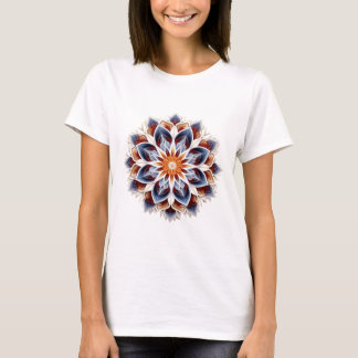 Elegant Floral Mandala – Fiery Blue and Gold T-Shirt