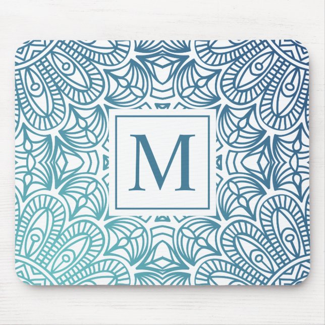 Elegant  Floral Mandala Monogram | Mousepad (Front)