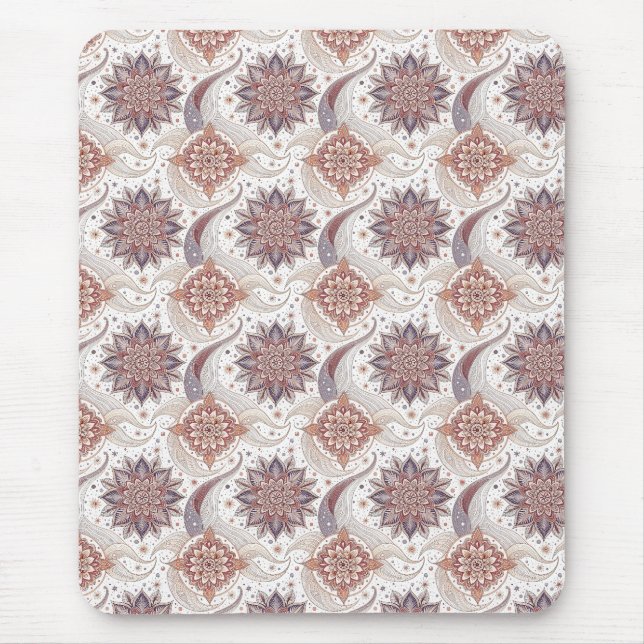 Elegant Floral Mandala Spiritual Design Pattern Mouse Pad (Front)